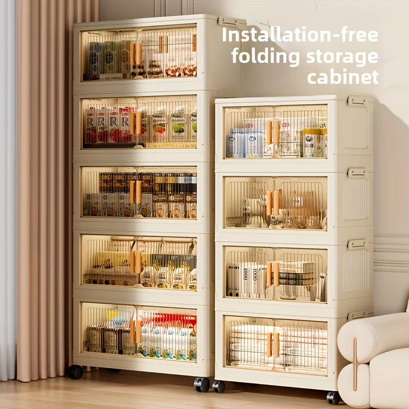 3/4/5-Tier Foldable Storage Cabinet with Wheels