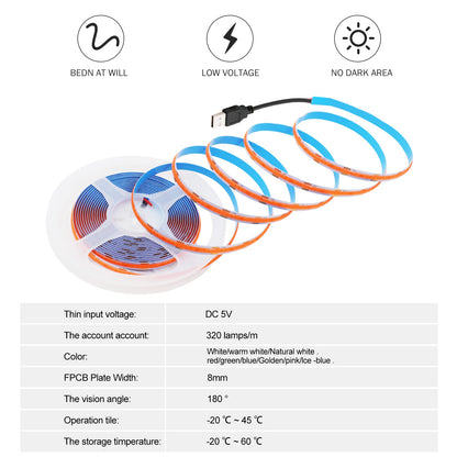 Flexible USB LED Strip Light 3M 5M