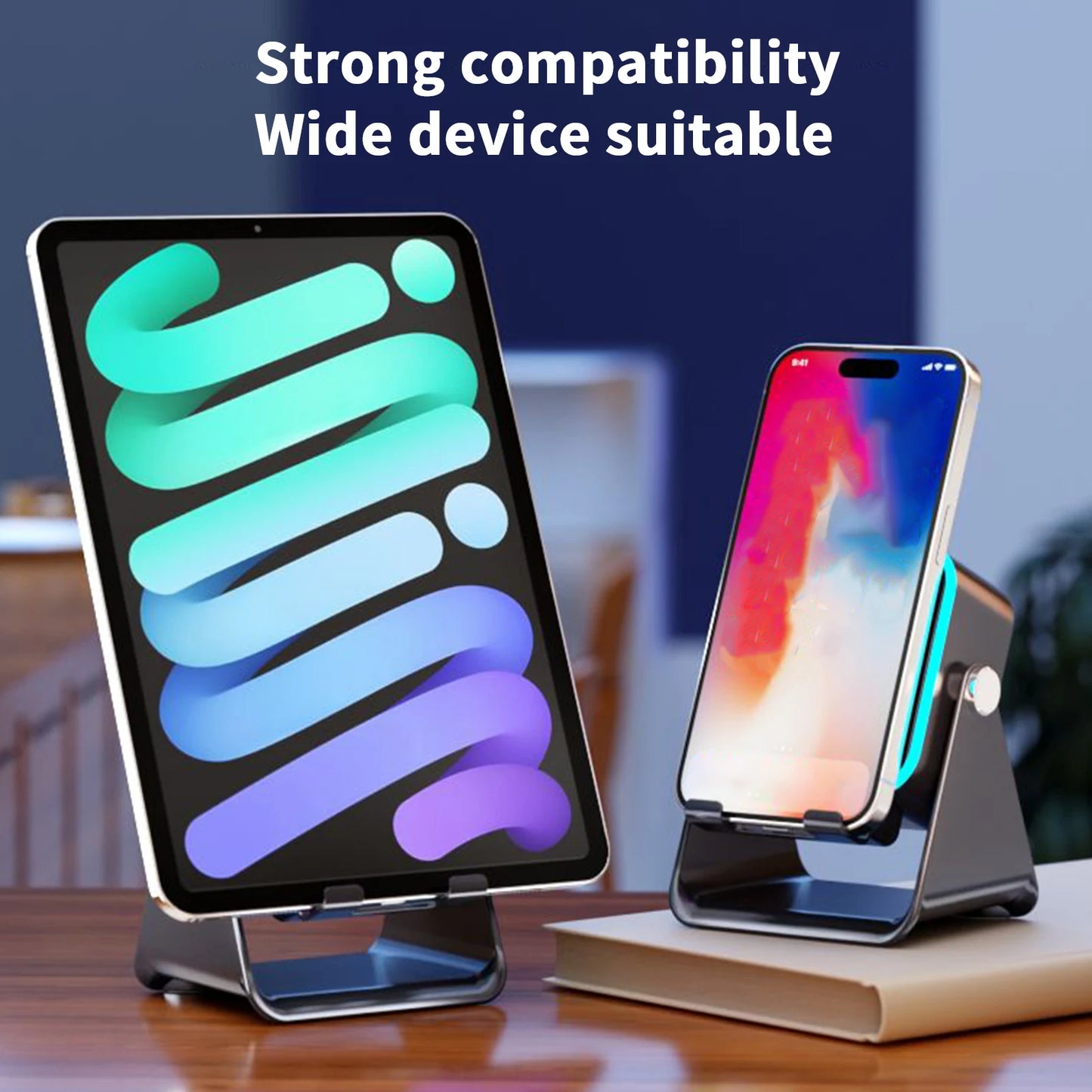Portable Folding Phone Holder with Speaker & Light