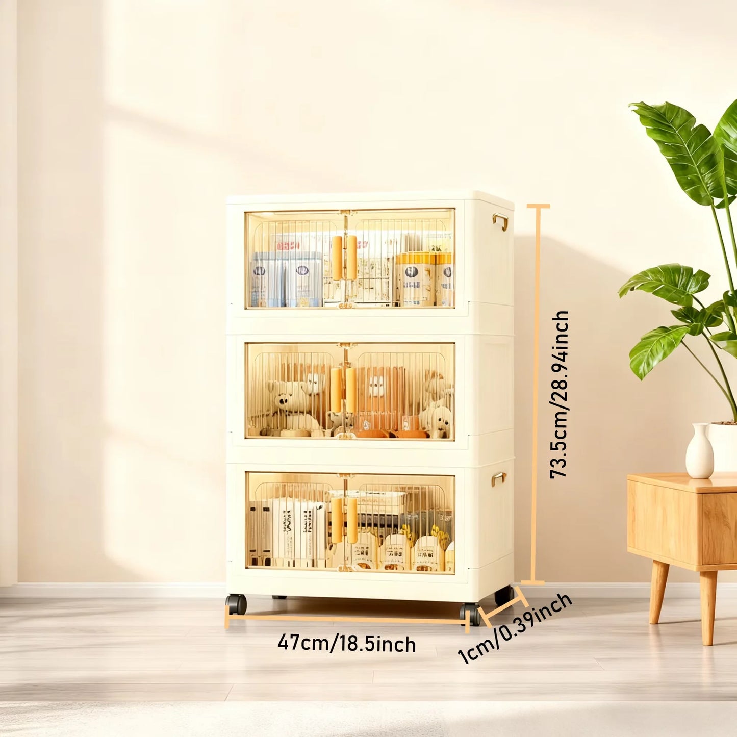 3/4/5-Tier Foldable Storage Cabinet with Wheels