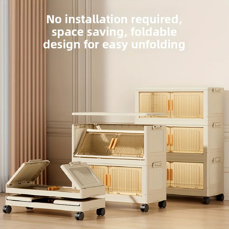 3/4/5-Tier Foldable Storage Cabinet with Wheels