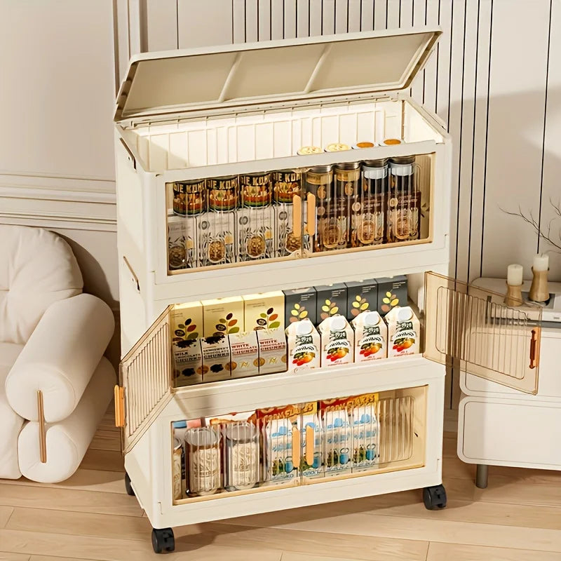 3/4/5-Tier Foldable Storage Cabinet with Wheels