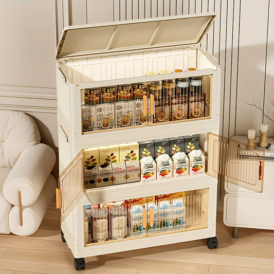 3/4/5-Tier Foldable Storage Cabinet with Wheels