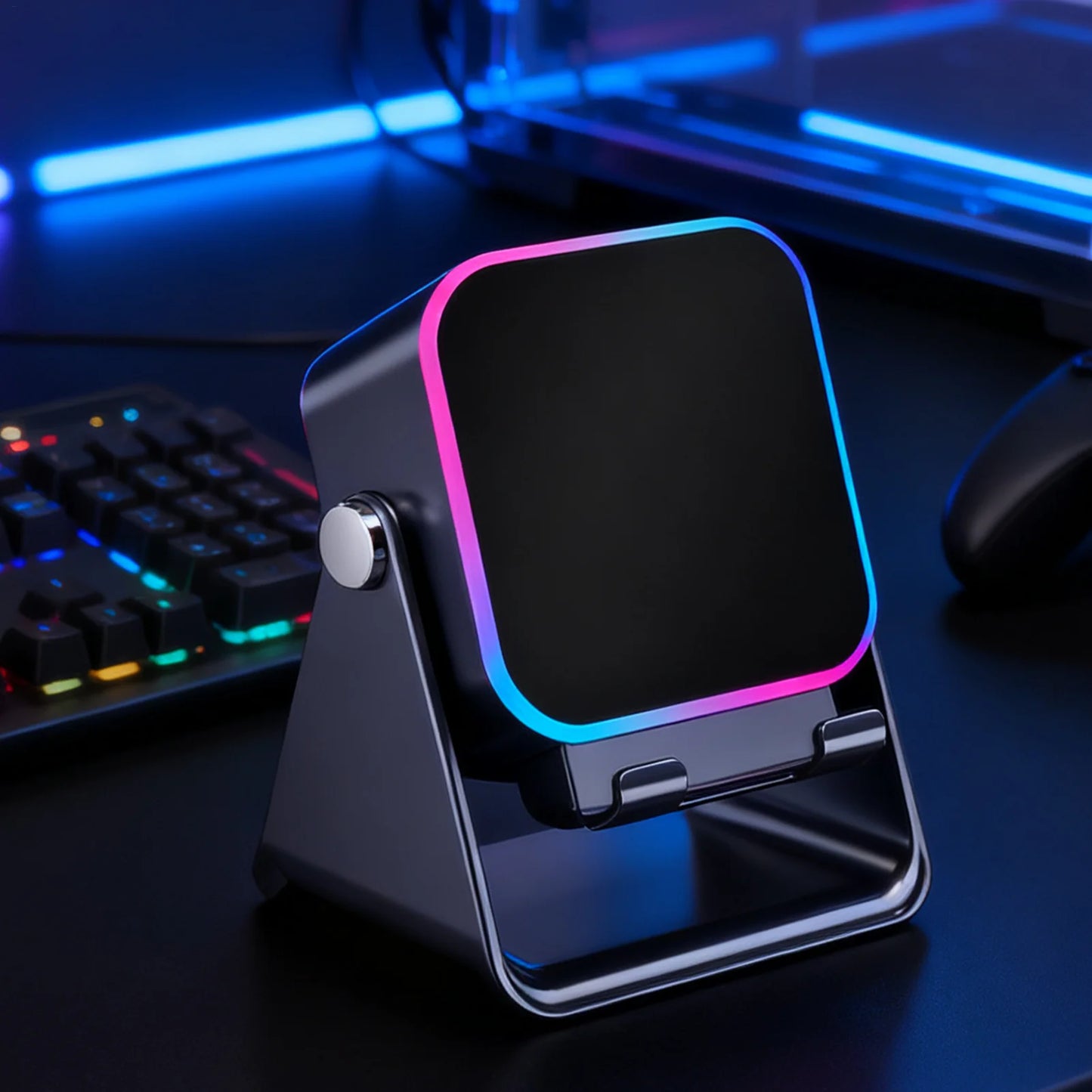 Portable Folding Phone Holder with Speaker & Light