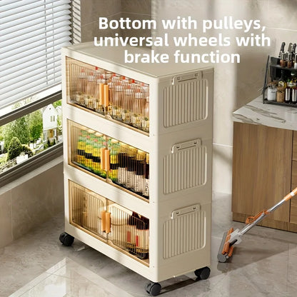 3/4/5-Tier Foldable Storage Cabinet with Wheels