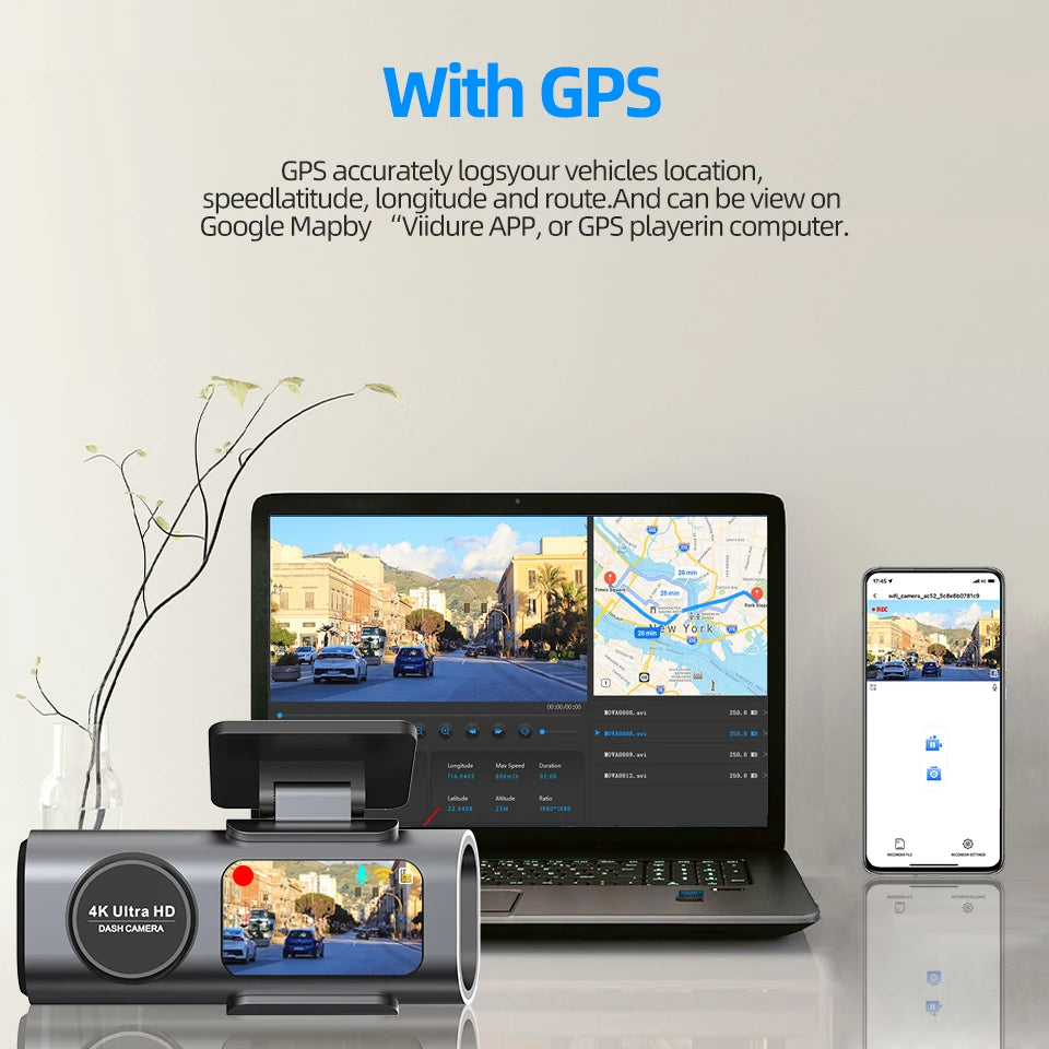 4K UHD Dash Cam with Wi-Fi & GPS