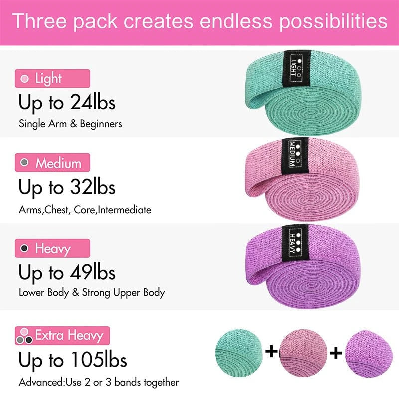3-Piece Fabric Resistance Bands Set