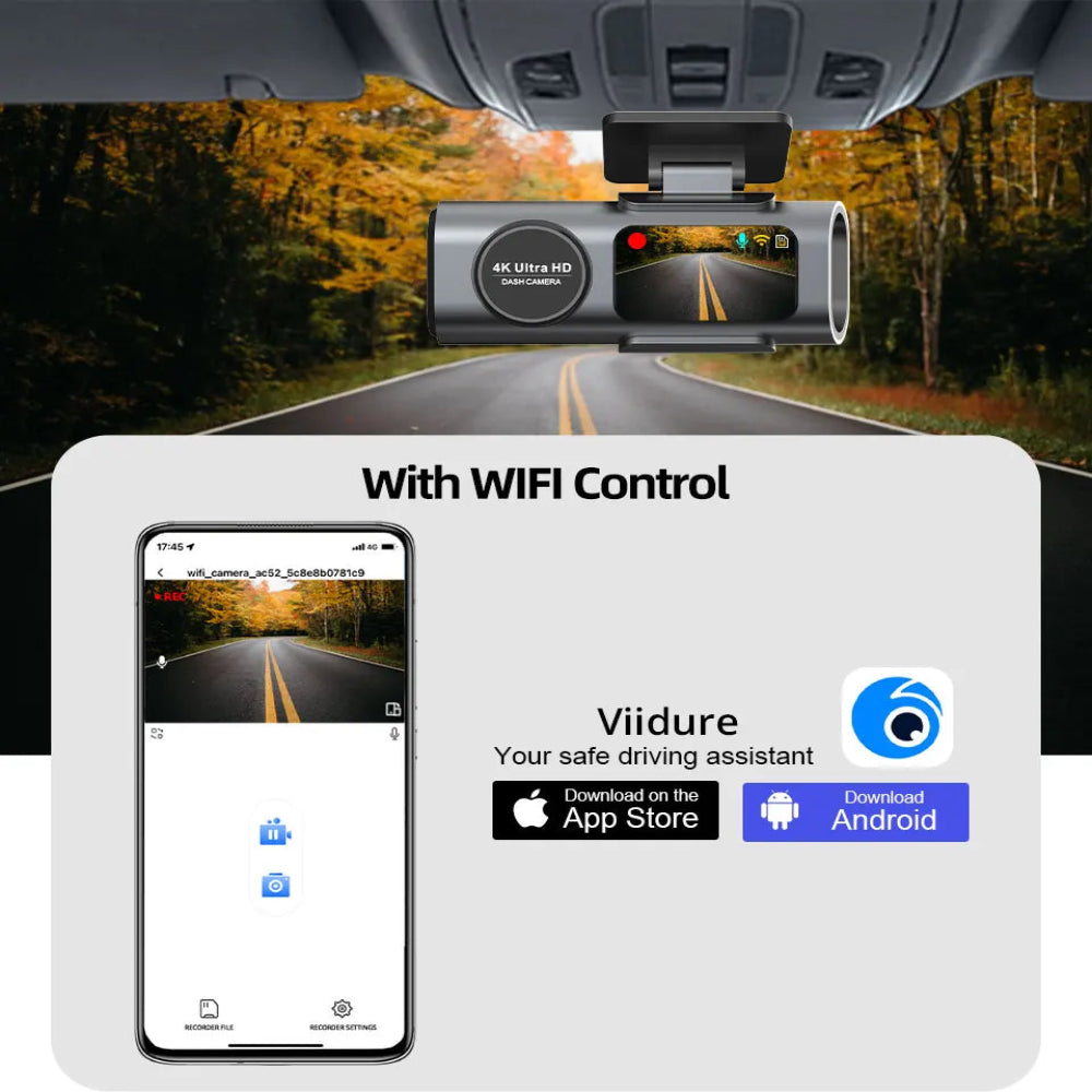 4K UHD Dash Cam with Wi-Fi & GPS