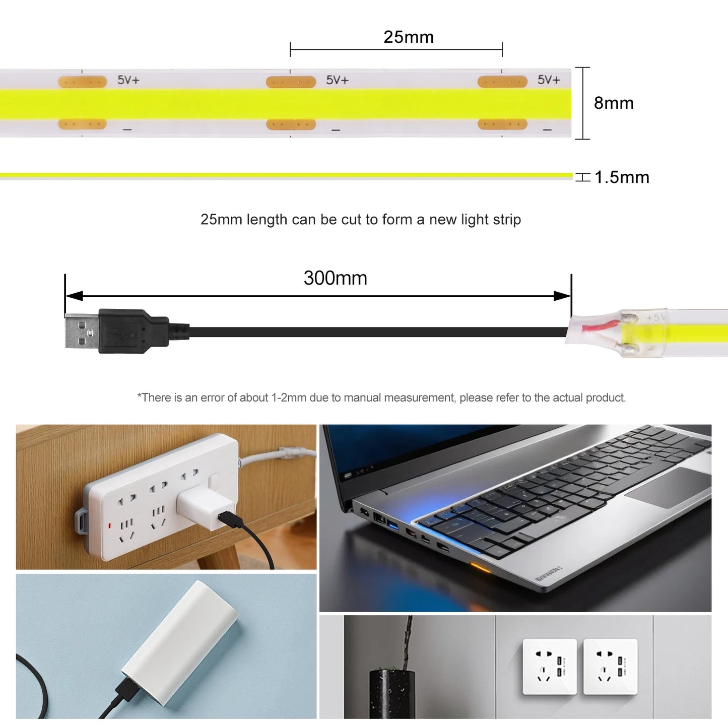 Flexible USB LED Strip Light 3M 5M