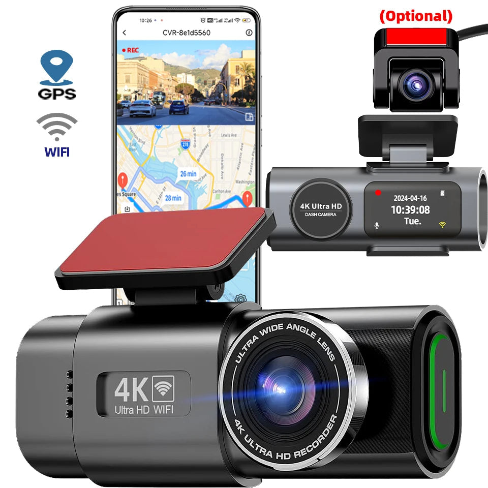 4K UHD Dash Cam with Wi-Fi & GPS
